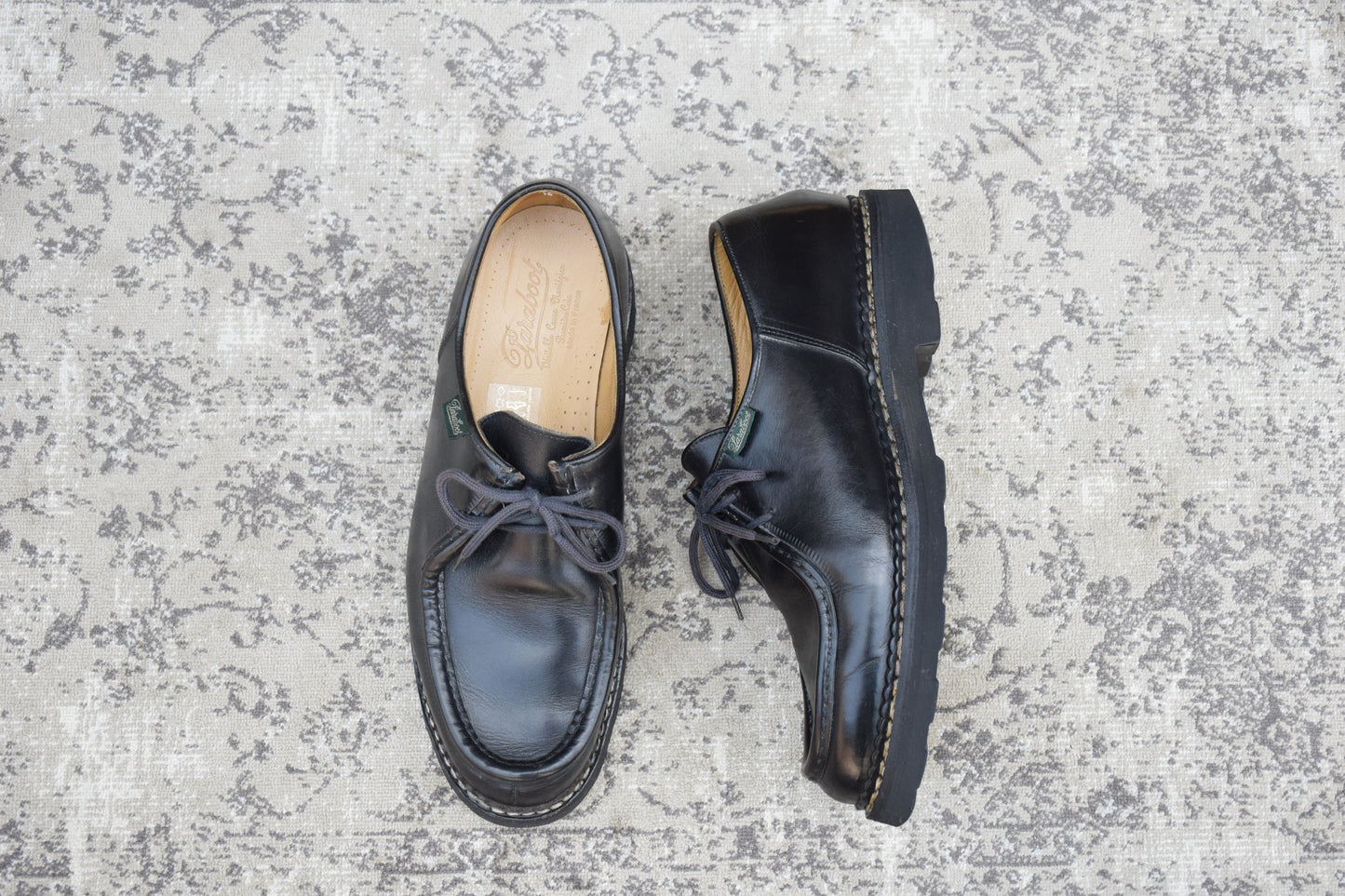 【生モノのチロリアンシューズ】Paraboot パラブーツ MICHAEL ミカエル 黒 ブラック EU43 / 27.5cm【Ｗ3577】