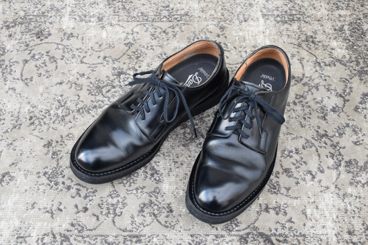 【美品】DANNER ダナー D910110 Postman Shoe ポストマンシューズ プレーン 外羽根 フラットソール 黒 ブラック US9 / 27.0cm【W3415】