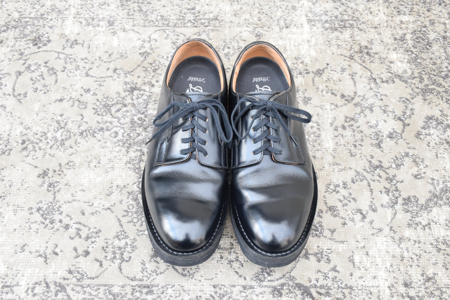 【美品】DANNER ダナー D910110 Postman Shoe ポストマンシューズ プレーン 外羽根 フラットソール 黒 ブラック US9 / 27.0cm【W3415】