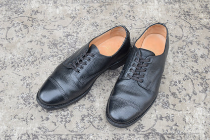 Good Condition SANDERS 1128B Military Derby Shoes, Straight, Wingtip, Grained Leather, Black, UK6 / Size 25.0-25.5cm [W3451]