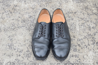 Good Condition SANDERS 1128B Military Derby Shoes, Straight, Wingtip, Grained Leather, Black, UK6 / Size 25.0-25.5cm [W3451]