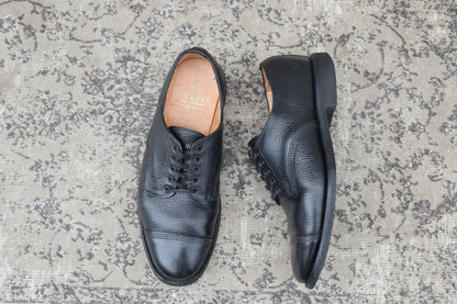 Good Condition SANDERS 1128B Military Derby Shoes, Straight, Wingtip, Grained Leather, Black, UK6 / Size 25.0-25.5cm [W3451]