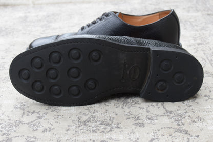 Good Condition SANDERS 1128B Military Derby Shoes, Straight, Wingtip, Grained Leather, Black, UK6 / Size 25.0-25.5cm [W3451]