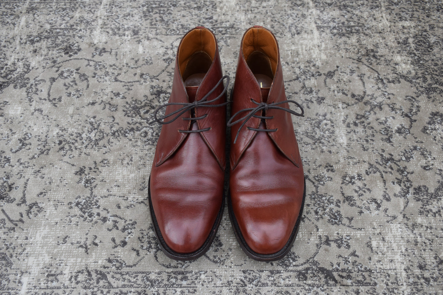 【良品】Johnston&Murphy ジョンストンアンドマーフィー Aristocraft アリストクラフト チャッカブーツ ジョージブーツ 3アイレット 茶 ブラウン US8 / 26cm【W3417】