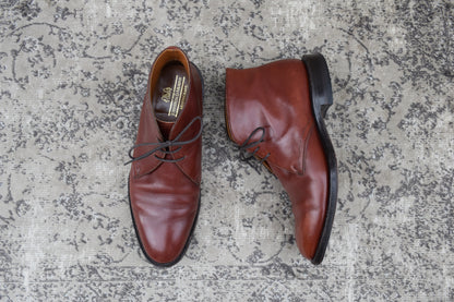 【良品】Johnston&Murphy ジョンストンアンドマーフィー Aristocraft アリストクラフト チャッカブーツ ジョージブーツ 3アイレット 茶 ブラウン US8 / 26cm【W3417】