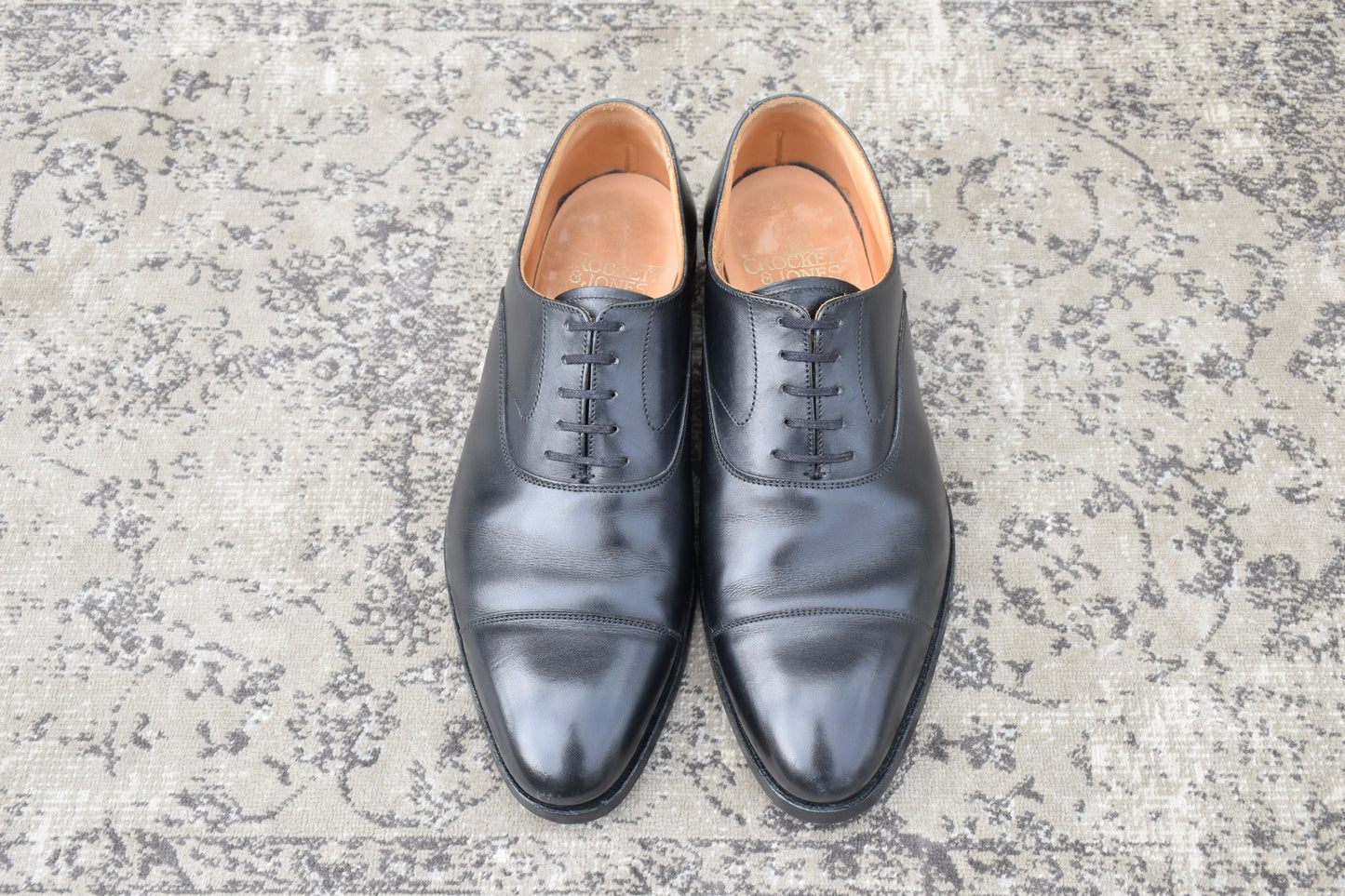 [Lift replaced] Crockett &amp; Jones MITCHAM Straight Wingtip Boots, Black, UK7 / 25.5cm [W3453]