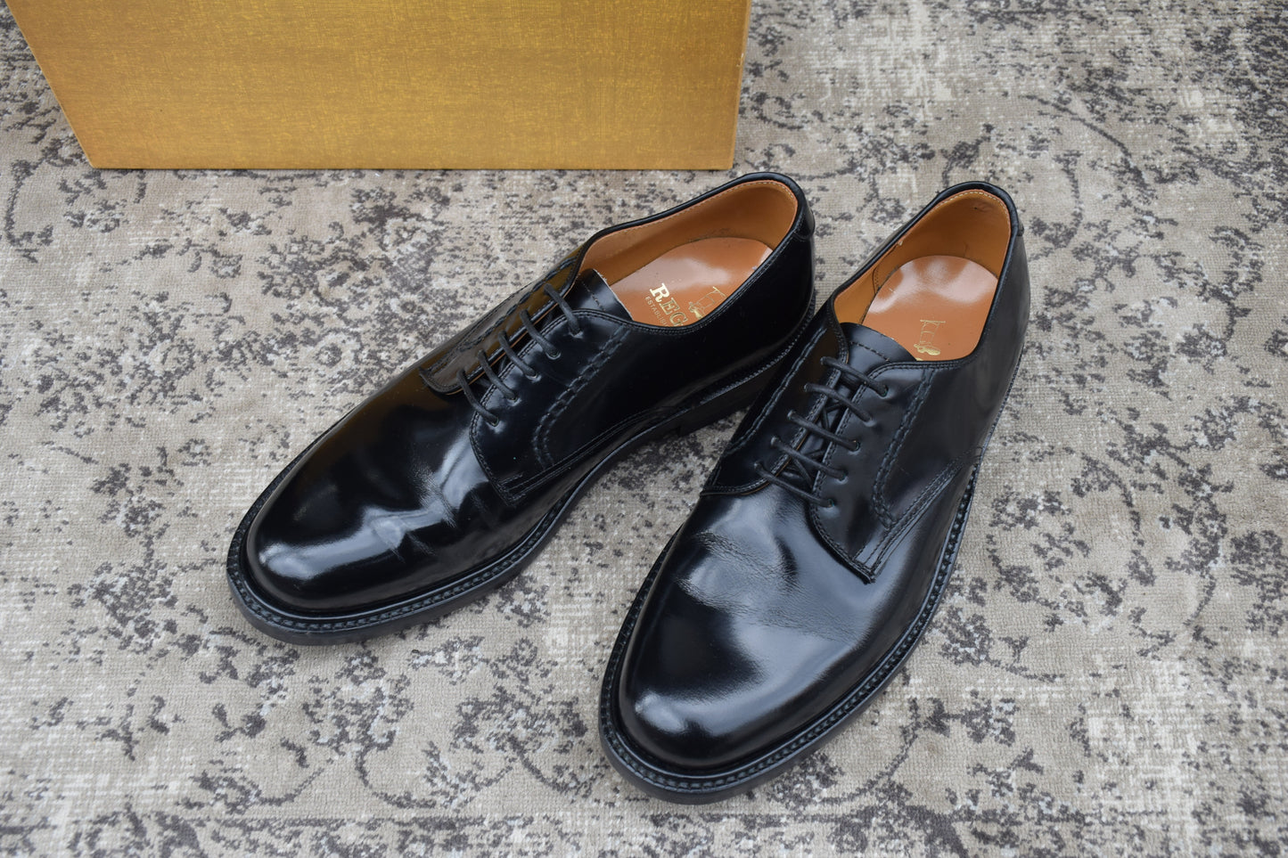 【美品】REGAL リーガル プレーン 外羽根 黒 ブラック BLACK 24cm EE【W3418】サービスシューズ