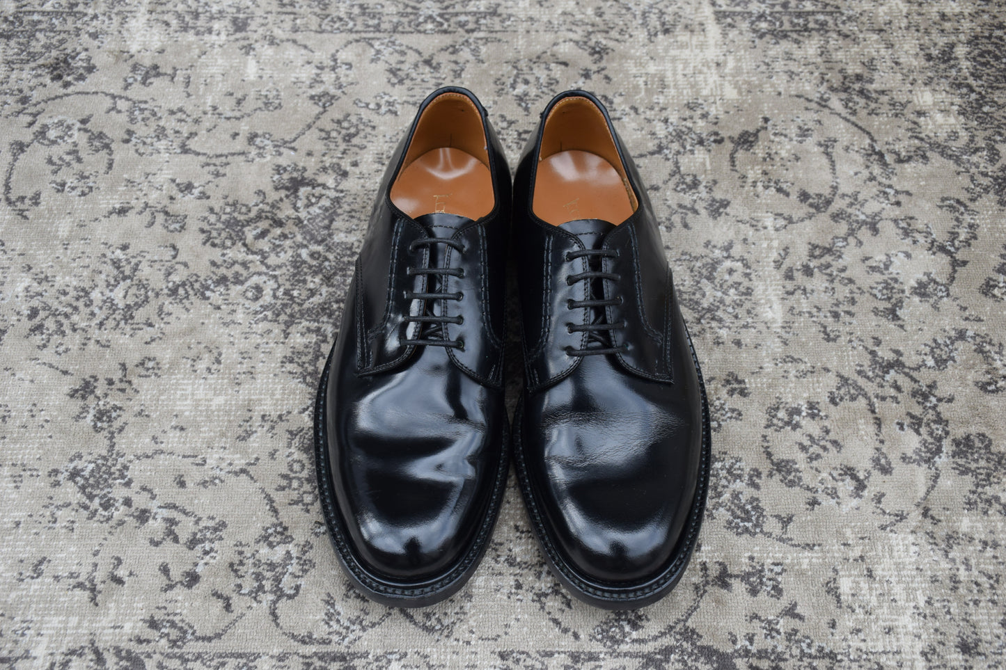 【美品】REGAL リーガル プレーン 外羽根 黒 ブラック BLACK 24cm EE【W3418】サービスシューズ