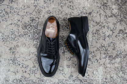 【美品】REGAL リーガル プレーン 外羽根 黒 ブラック BLACK 24cm EE【W3418】サービスシューズ
