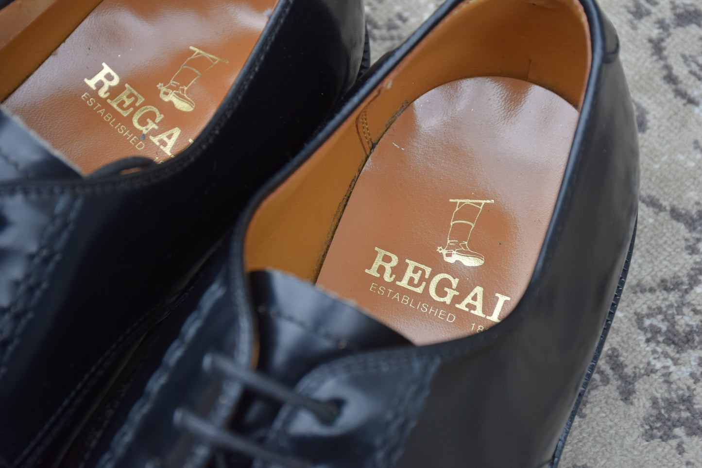【美品】REGAL リーガル プレーン 外羽根 黒 ブラック BLACK 24cm EE【W3418】サービスシューズ