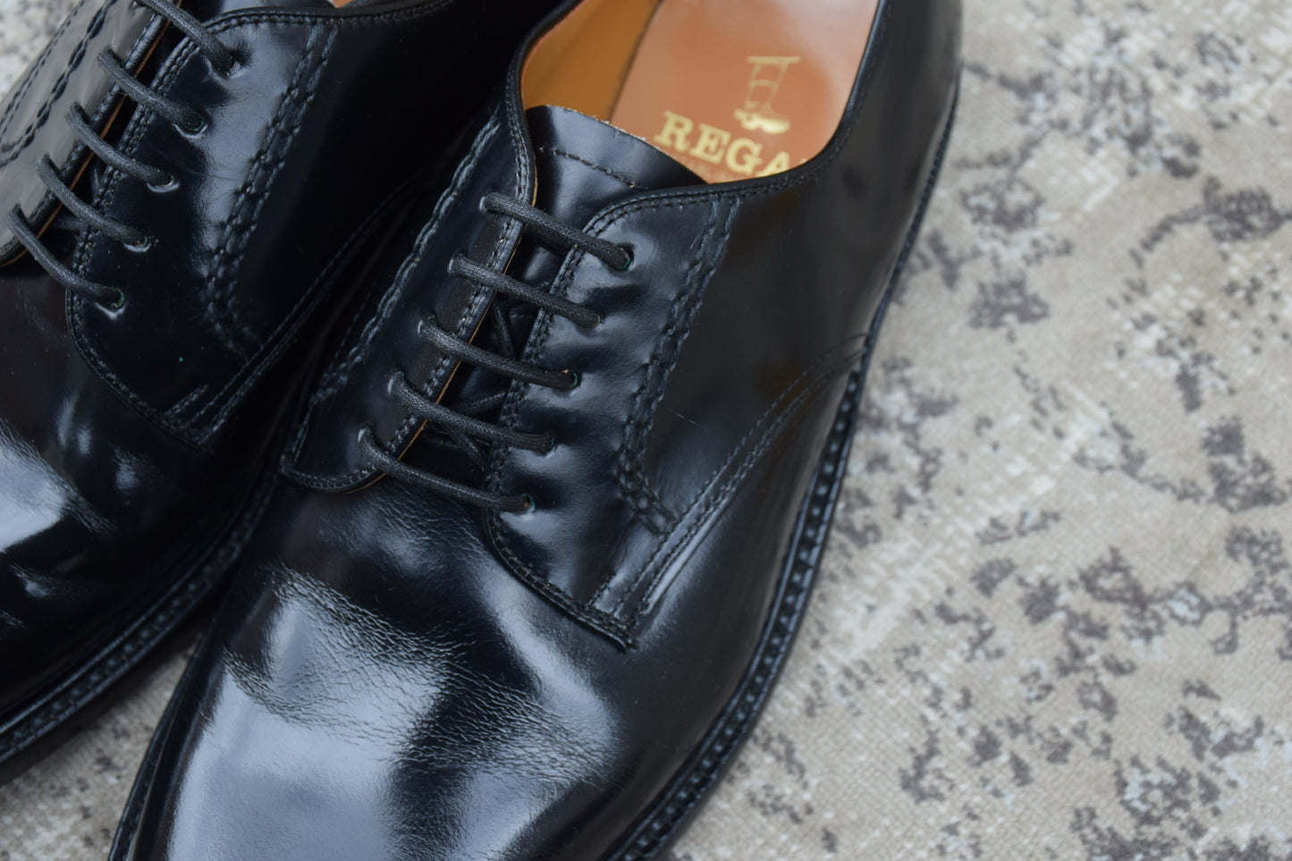 【美品】REGAL リーガル プレーン 外羽根 黒 ブラック BLACK 24cm EE【W3418】サービスシューズ