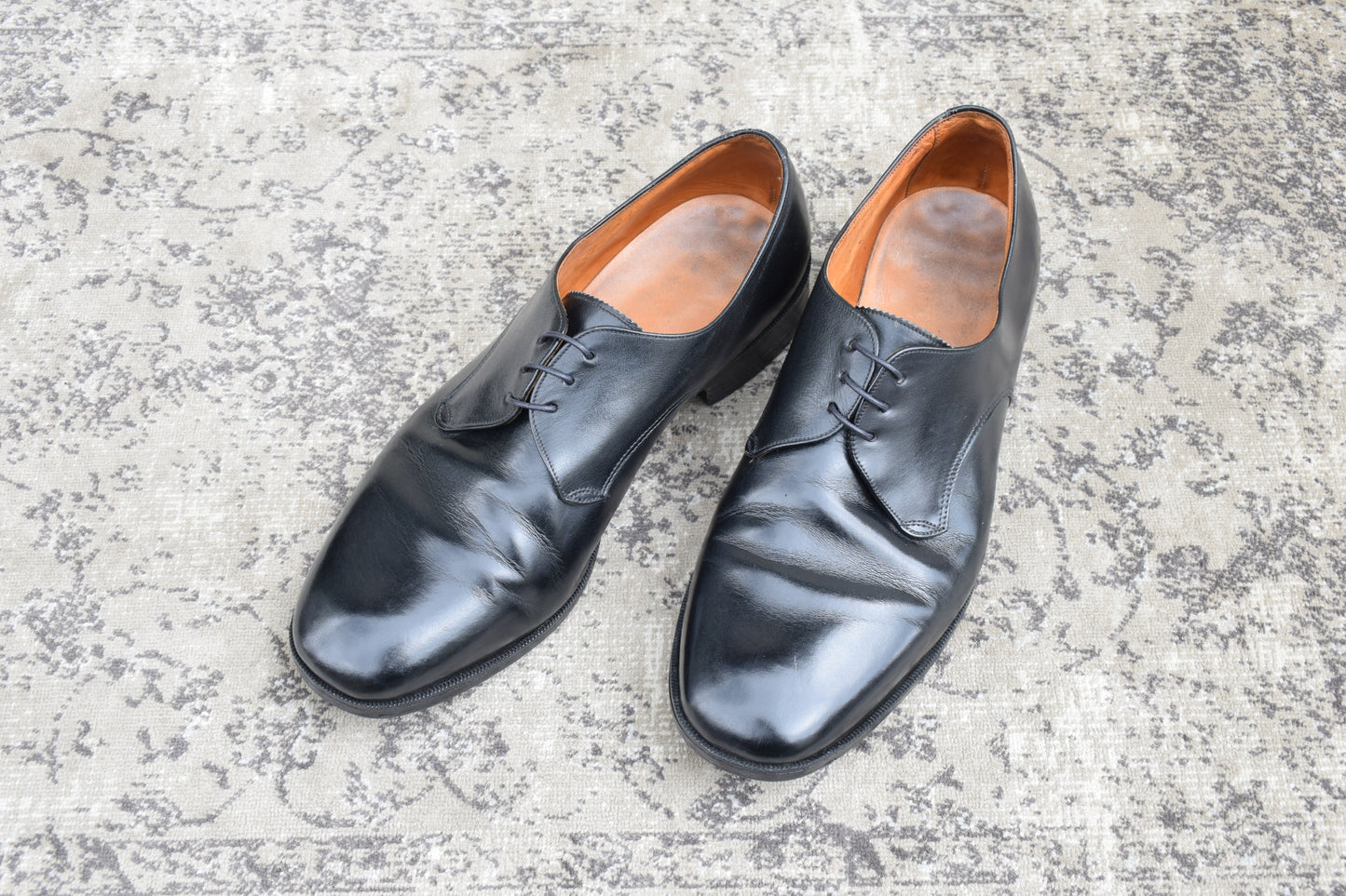 [1970s] Tricker's Plain Toe Boots, Wingtip, Old Logo, Black, UK Size 9-6 (equivalent to 27.5cm) [W3455]