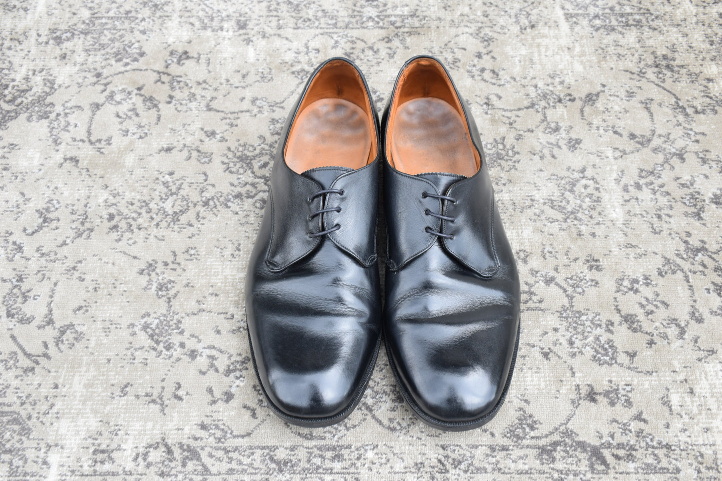 [1970s] Tricker's Plain Toe Boots, Wingtip, Old Logo, Black, UK Size 9-6 (equivalent to 27.5cm) [W3455]