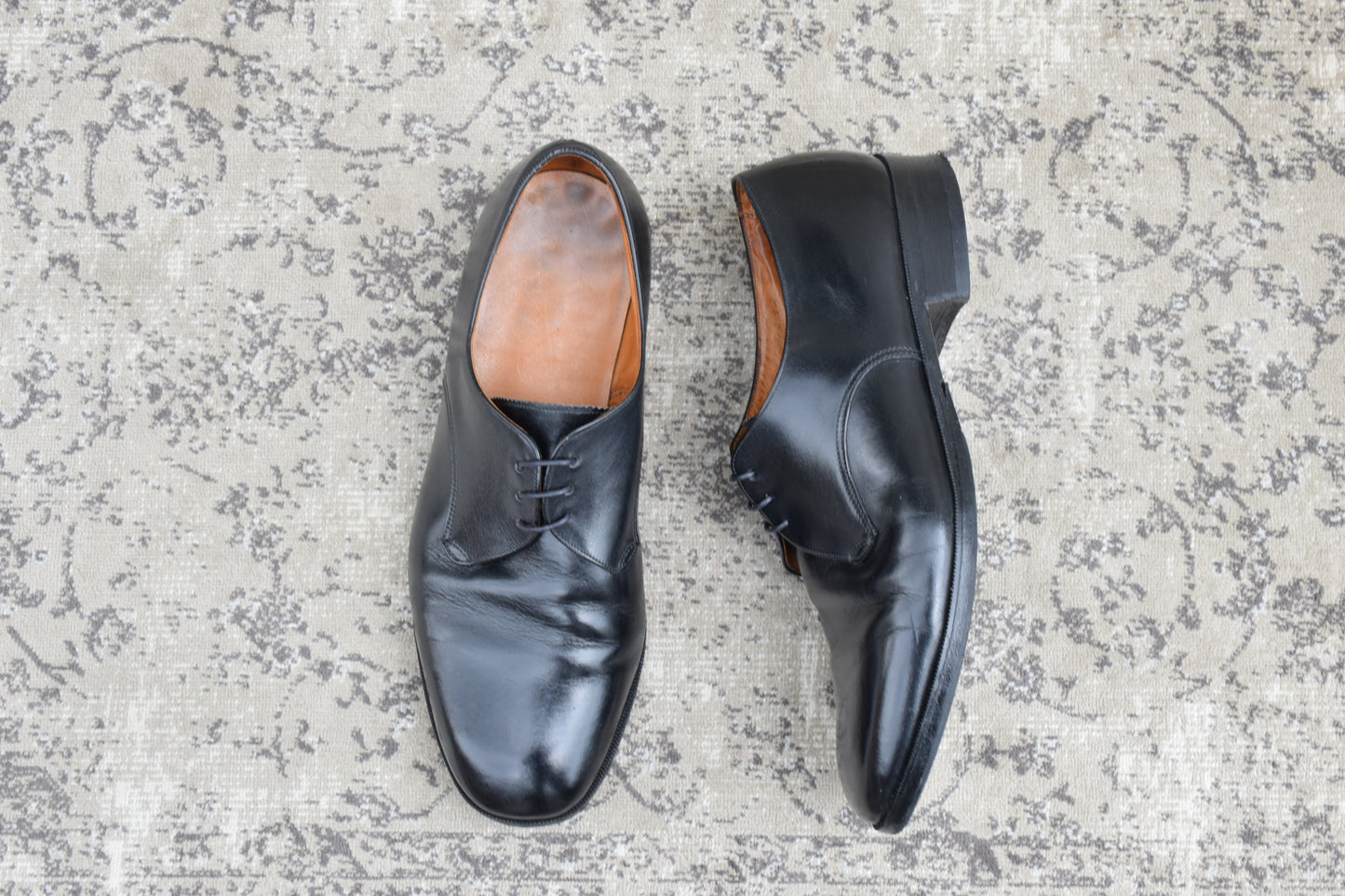 [1970s] Tricker's Plain Toe Boots, Wingtip, Old Logo, Black, UK Size 9-6 (equivalent to 27.5cm) [W3455]