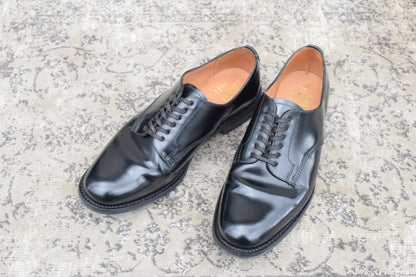 Excellent condition SANDERS 1384 Officer Shoes, plain with an open lacing and Dainite sole, black, UK size 7.5 (26.5-27.0cm) [W3456]