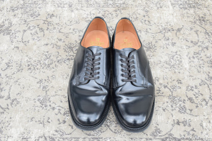 Excellent condition SANDERS 1384 Officer Shoes, plain with an open lacing and Dainite sole, black, UK size 7.5 (26.5-27.0cm) [W3456]