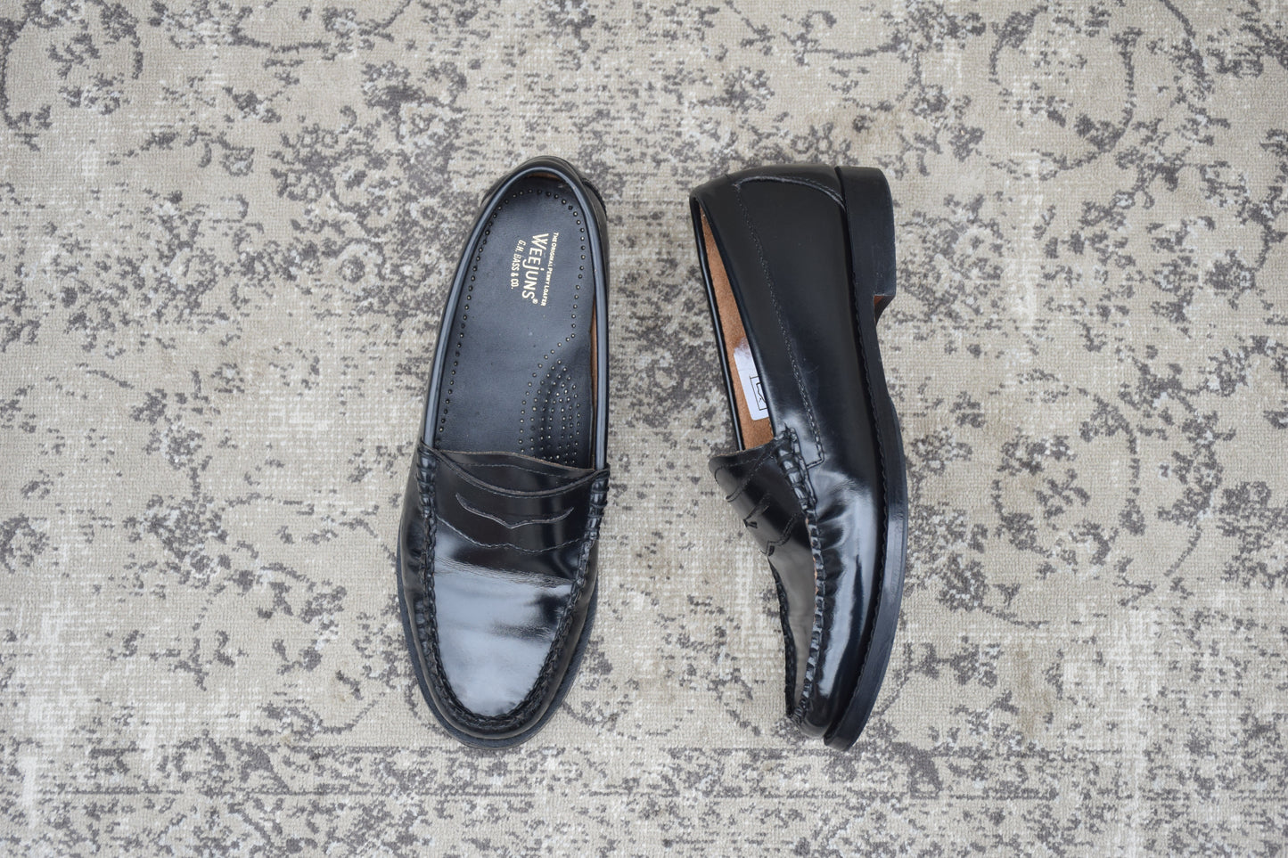【良品】G.H.BASS ジーエイチバス LARSON ラーソン BA41010 コインローファー 黒 US6 / UK4 / EU37 / 23.0cm【Ｗ3581】 Black