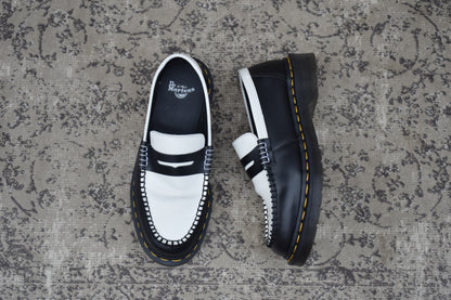 【美品】Dr.Martens ドクターマーチン PENTON ペントン コインローファー バイカラー 黒 白 UK5 / 24.0cm【Ｗ3584】Black White