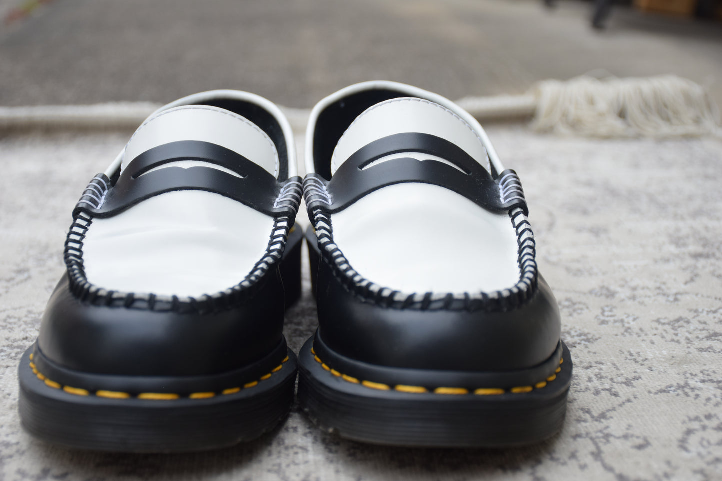 【美品】Dr.Martens ドクターマーチン PENTON ペントン コインローファー バイカラー 黒 白 UK5 / 24.0cm【Ｗ3584】Black White