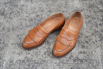 【美品】CROCKETT&JONES クロケットアンドジョーンズ SONNING ソニング UNITED ARROWS別注 タッセルローファー キルト 茶 ブラウン UK6.5 / 25.0cm【Ｗ3587】