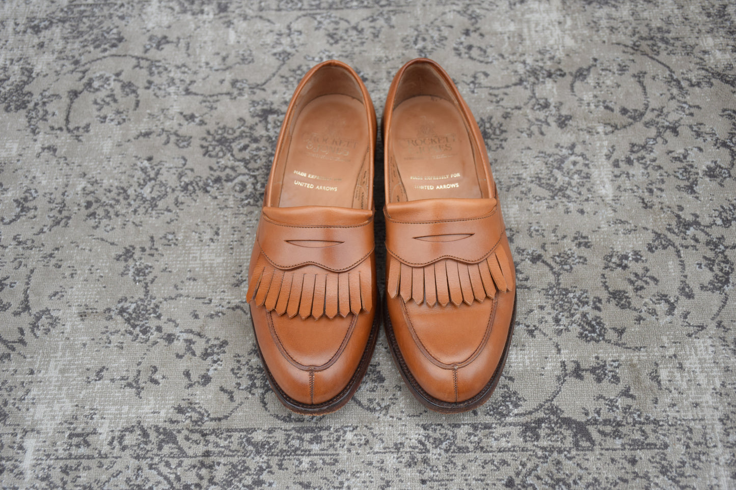【美品】CROCKETT&JONES クロケットアンドジョーンズ SONNING ソニング UNITED ARROWS別注 タッセルローファー キルト 茶 ブラウン UK6.5 / 25.0cm【Ｗ3587】