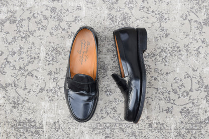 [Saddle Repaired] Jalan Sriwijaya 98324 Penny Loafers, Half Saddle, Black, UK 7.5 / 26cm [W3459]