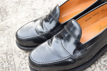 [Saddle Repaired] Jalan Sriwijaya 98324 Penny Loafers, Half Saddle, Black, UK 7.5 / 26cm [W3459]