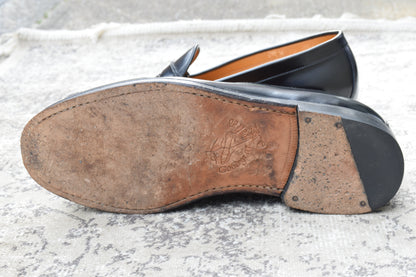 [Saddle Repaired] Jalan Sriwijaya 98324 Penny Loafers, Half Saddle, Black, UK 7.5 / 26cm [W3459]