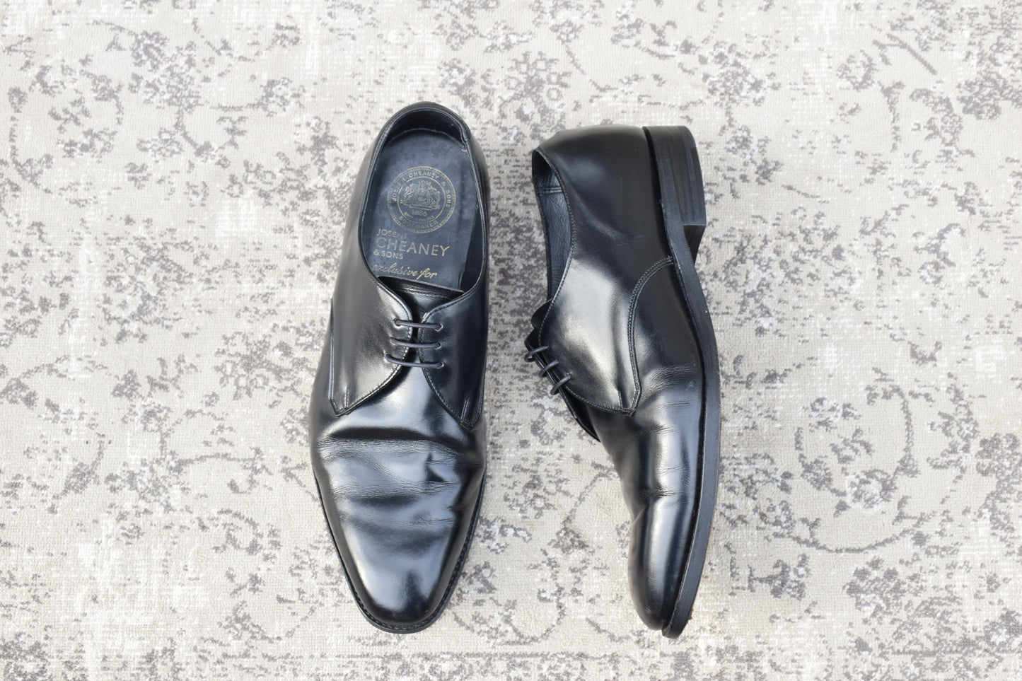 JOSEPH CHEANEY &amp; SONS Joseph Cheaney EDIFICE Exclusive Plain Wingtip Boots with 3 Eyelets, Lap Stitching, Hidden Channel, Black, UK 6.5 / 25cm [W3464]