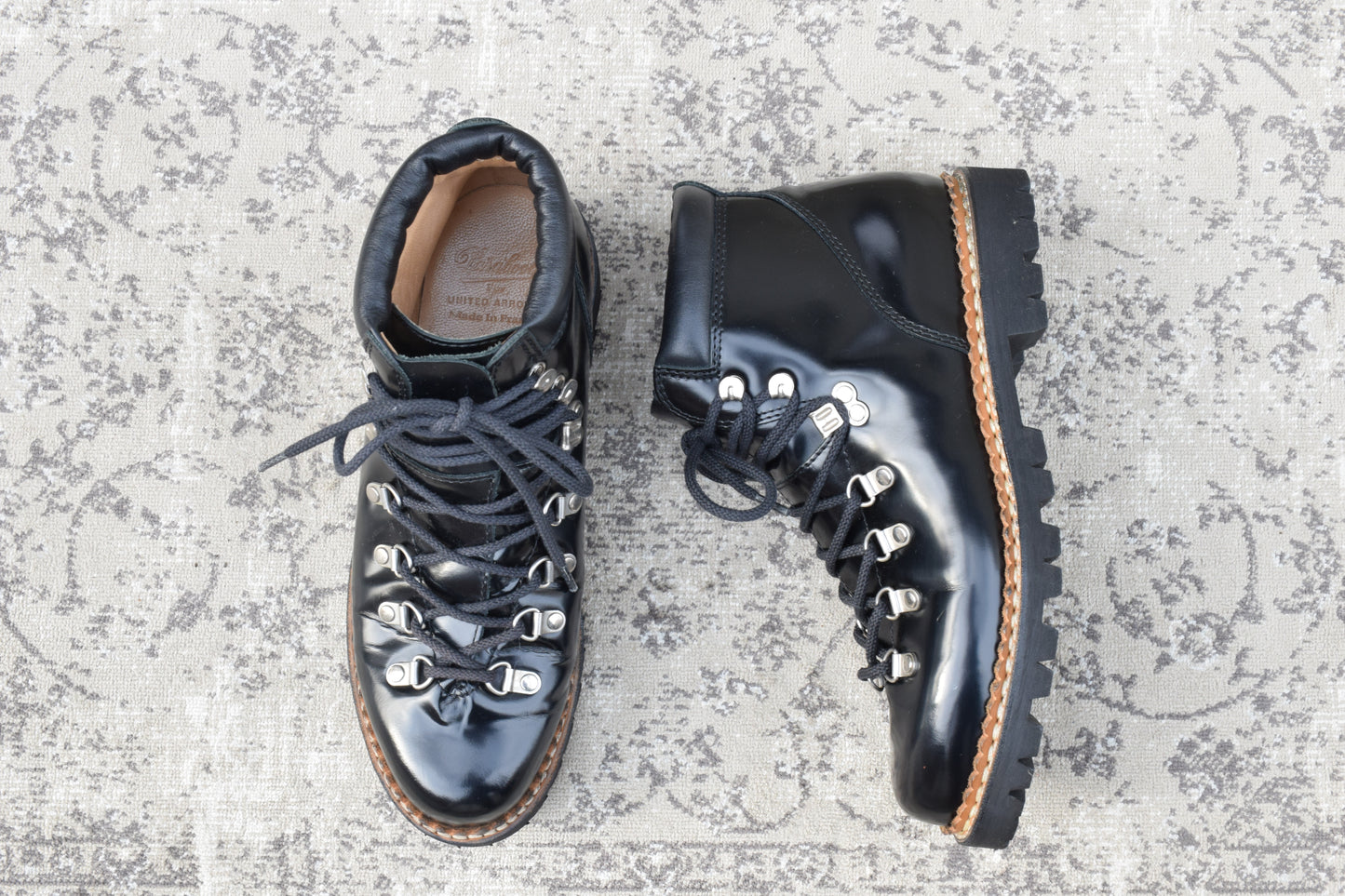 [Excellent Condition] Paraboot AVORIAZ Trekking Boots in Black, Glass Scarf, UK7 (Size 25.5cm), Exclusive to UNITED ARROWS [W3467]