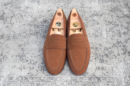 JOHN LOBB PARIS ジョンロブ パリロゴ LOPEZ ロペス コインローファー スエード 茶 UK7 / 25.5cm【KI0005】