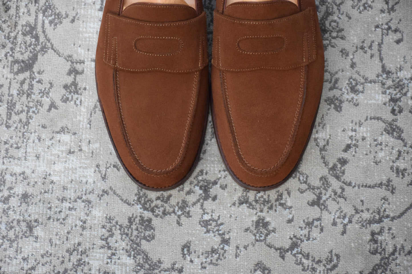 JOHN LOBB PARIS ジョンロブ パリロゴ LOPEZ ロペス コインローファー スエード 茶 UK7 / 25.5cm【KI0005】