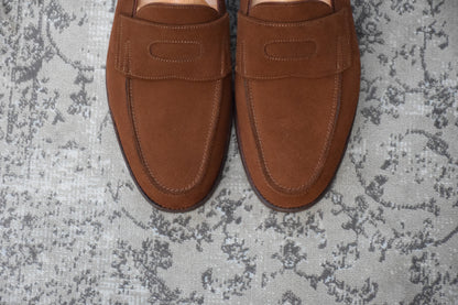 JOHN LOBB PARIS ジョンロブ パリロゴ LOPEZ ロペス コインローファー スエード 茶 UK7 / 25.5cm【KI0005】