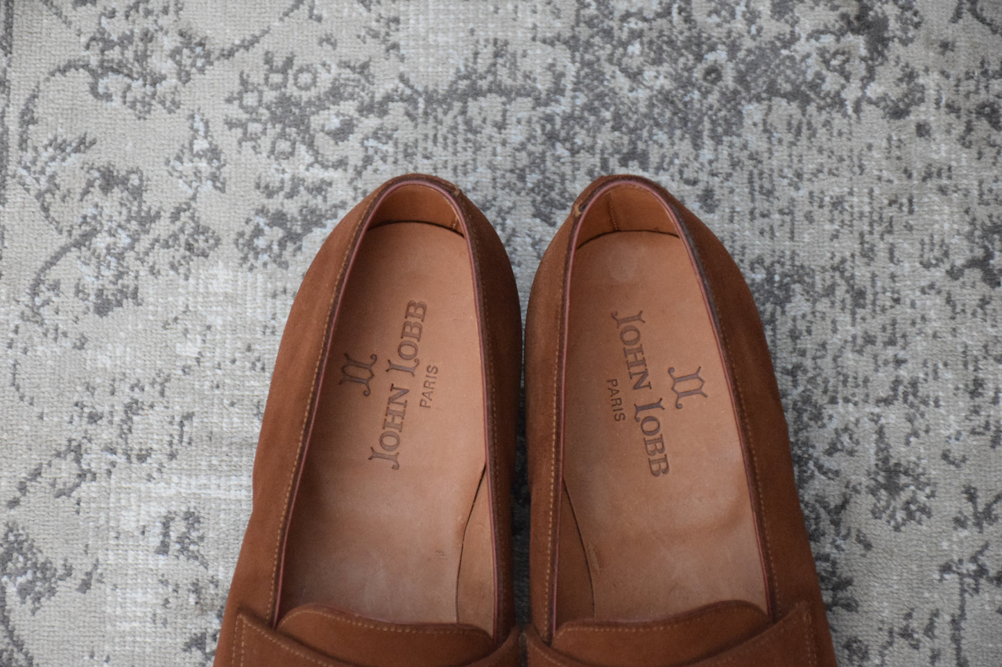 JOHN LOBB PARIS ジョンロブ パリロゴ LOPEZ ロペス コインローファー スエード 茶 UK7 / 25.5cm【KI0005】