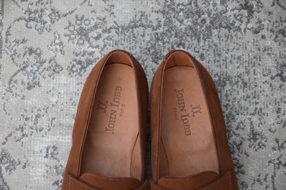 JOHN LOBB PARIS ジョンロブ パリロゴ LOPEZ ロペス コインローファー スエード 茶 UK7 / 25.5cm【KI0005】