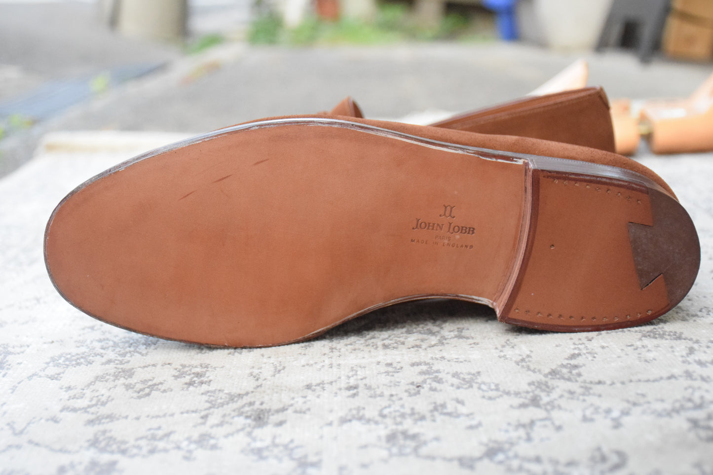 JOHN LOBB PARIS ジョンロブ パリロゴ LOPEZ ロペス コインローファー スエード 茶 UK7 / 25.5cm【KI0005】