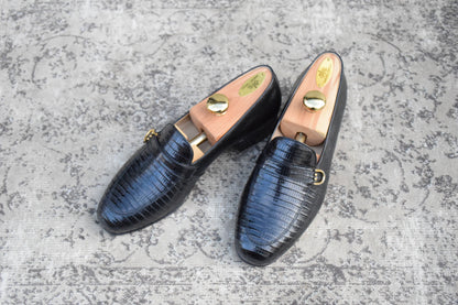 【未使用】TANINO CRISCI タニノクリスチー リザードレザー シングルモンク ローファー 黒 UK7 / 25.5cm【KI0006】