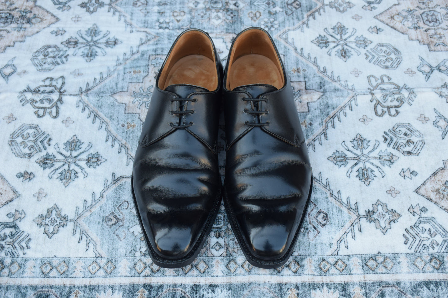 【リフト交換済み】Crockett&Jones クロケットアンドジョーンズ HIGHBURY ハイバリー プレーン 外羽根 3アイレット 黒 ブラック BLACK UK5.5 / 24cm【W3023】