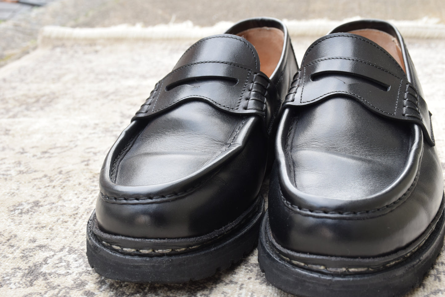 【極美品】Berwick 1707 バーウィック 5293 コインローファー ビブラムガムライト 黒 ブラック UK5.5 / 24.5cm【W3470】