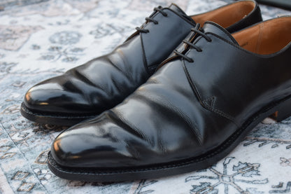 【リフト交換済み】Crockett&Jones クロケットアンドジョーンズ HIGHBURY ハイバリー プレーン 外羽根 3アイレット 黒 ブラック BLACK UK5.5 / 24cm【W3023】