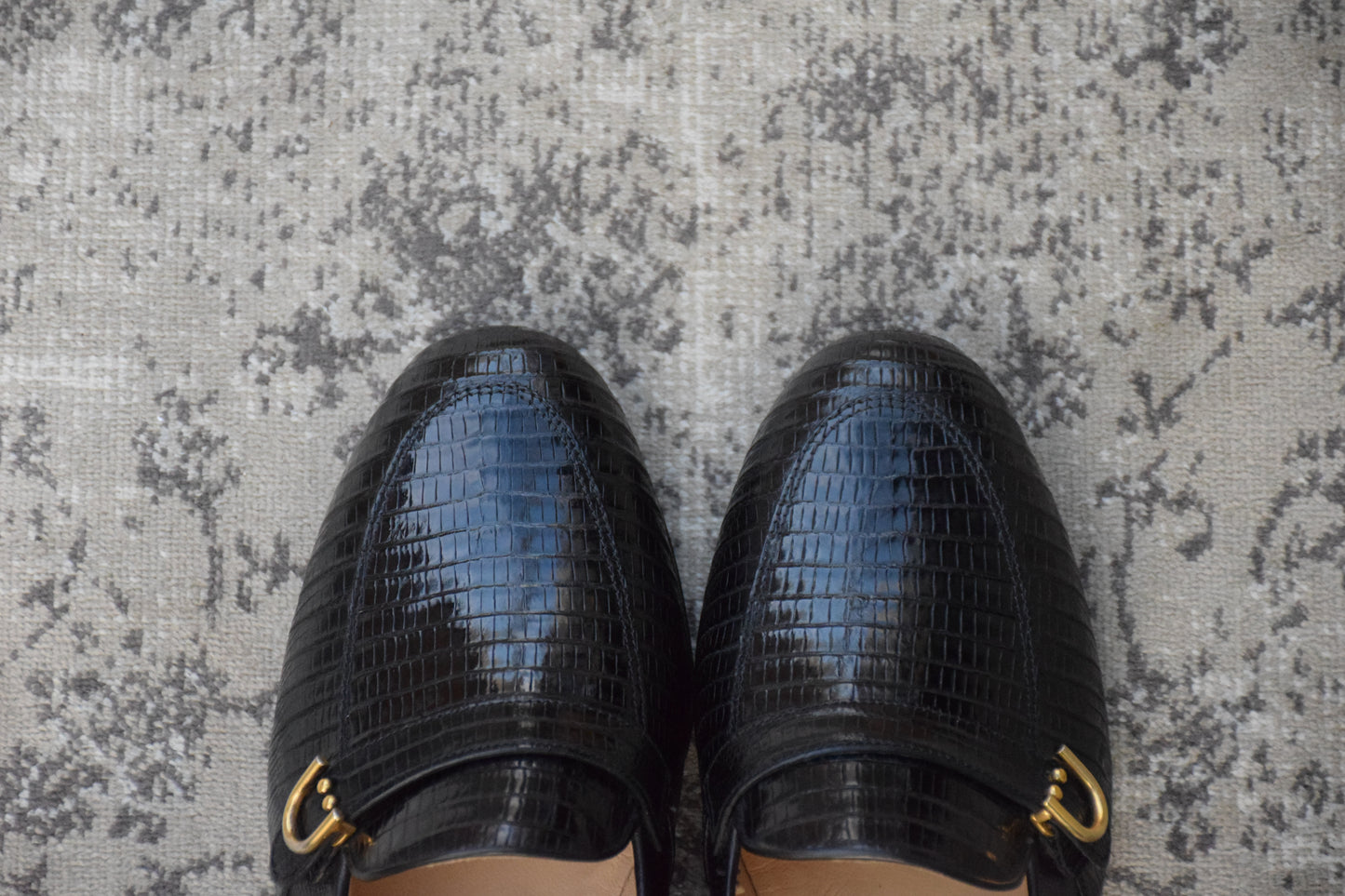 【未使用】TANINO CRISCI タニノクリスチー リザードレザー シングルモンク ローファー 黒 UK7 / 25.5cm【KI0006】
