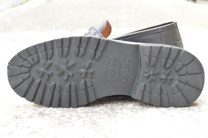 【極美品】Berwick 1707 バーウィック 5293 コインローファー ビブラムガムライト 黒 ブラック UK5.5 / 24.5cm【W3470】