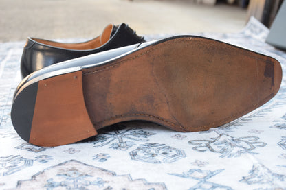 【リフト交換済み】Crockett&Jones クロケットアンドジョーンズ HIGHBURY ハイバリー プレーン 外羽根 3アイレット 黒 ブラック BLACK UK5.5 / 24cm【W3023】