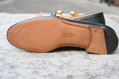 【未使用】TANINO CRISCI タニノクリスチー リザードレザー シングルモンク ローファー 黒 UK7 / 25.5cm【KI0006】