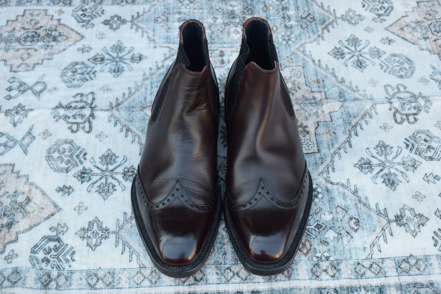 【美品】JOSEPH CHEANEY AND SONS ジョセフチーニーアンドサンズ HURRING ハーリング サイドゴア チェルシーブーツ 赤茶 バーガンディー UK6 / 25cm【W2951】