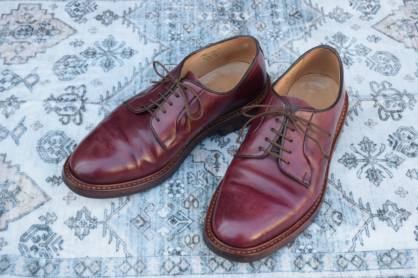 【良品】Tricker's トリッカーズ ROBERT ロバート 3616 プレーン 外羽根 ダイナイトソール 赤茶 バーガンディー UK7.5 / 26cm【W2983】