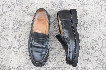 【良品】PARABOOT パラブーツ REIMS ランス コインローファー 黒 ブラック UK7 / 25.5cm【W3473】