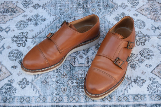 PARABOOT パラブーツ WILLIAM ウィリアム ダブルモンク ストラップ ストレート 茶 ライトブラウン UK8 / 26.5cm【W2906】