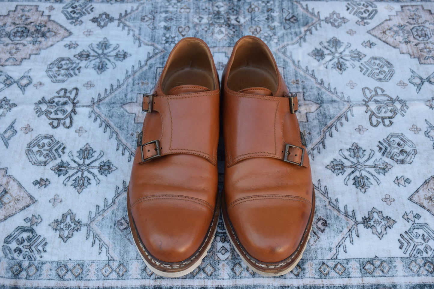 PARABOOT パラブーツ WILLIAM ウィリアム ダブルモンク ストラップ ストレート 茶 ライトブラウン UK8 / 26.5cm【W2906】