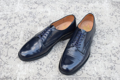 【極美品】SANDERS サンダース 1384A OFFICER SHOE オフィサーシューズ ネイビー NAVY UK7 / 26.0cm【W3476】